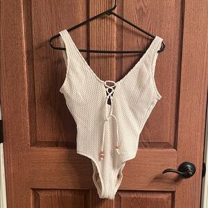 Shade & Shore Cream One Piece Swimsuit